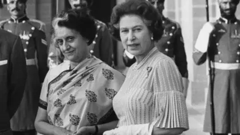 Indira Gandhi with Queen Elizabeth